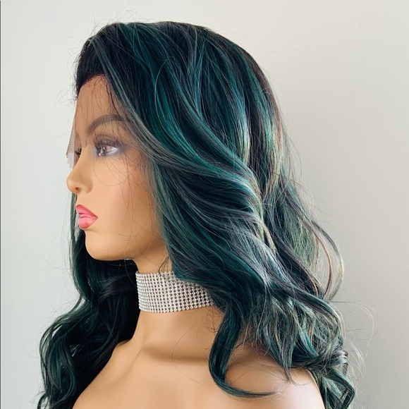 Gorgeous Black/Green 13x4 Lace Front Synthetic Wig - Picture 10 of 13